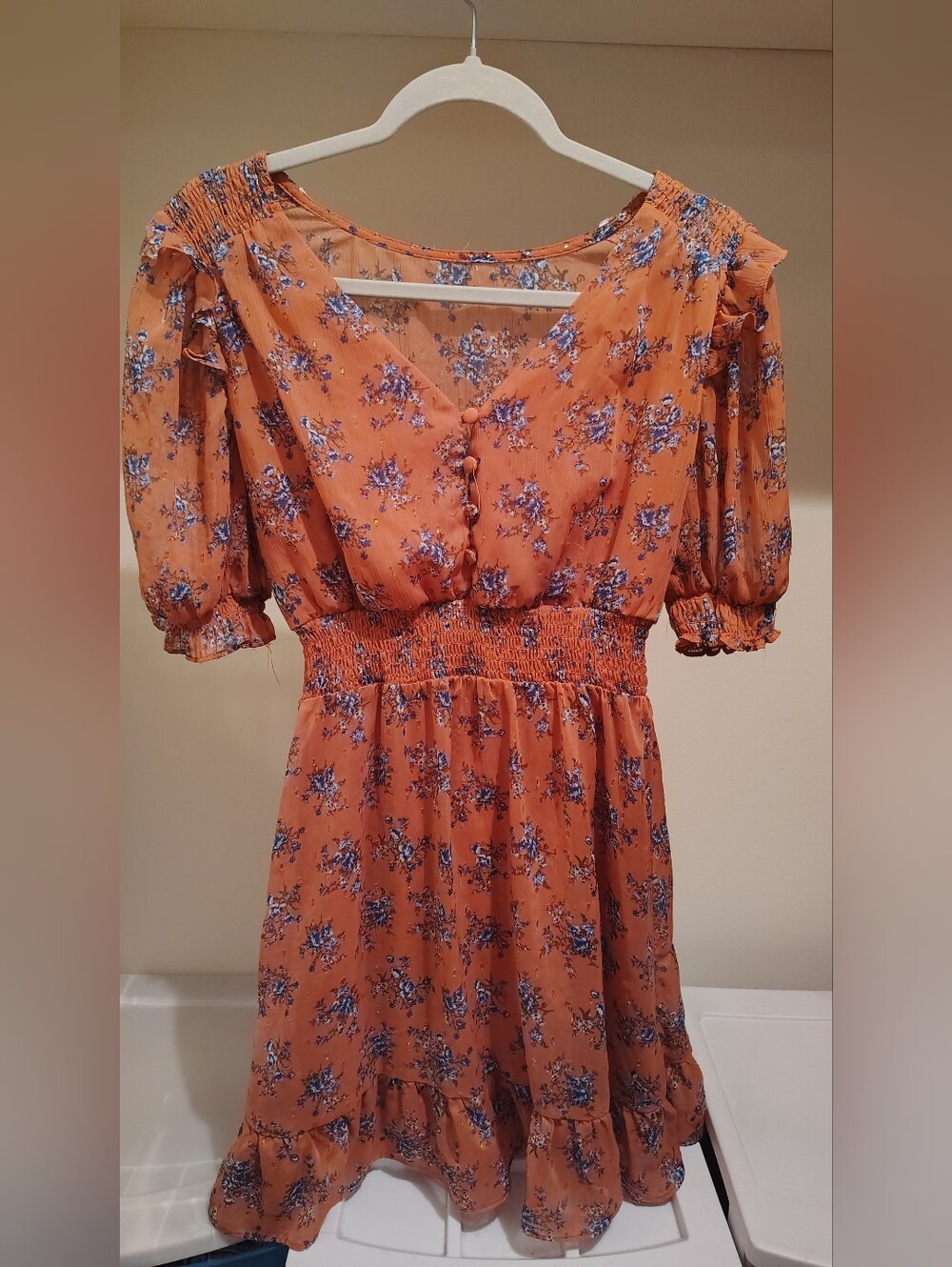 Women’s Pink Floral Smocked Waist Dress